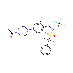 CC(=O)N1CCN(c2ccc(CN(CC(F)(F)F)S(=O)(=O)C(C)(C)c3ccccc3)c(F)c2)CC1 ZINC000144010222