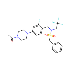 CC(=O)N1CCN(c2ccc(CN(CC(F)(F)F)S(=O)(=O)Cc3ccccc3)c(F)c2)CC1 ZINC000143798149