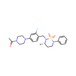 CC(=O)N1CCN(c2ccc(CN3[C@@H](C)CCN(c4ccccc4)S3(=O)=O)c(F)c2)CC1 ZINC000169710356