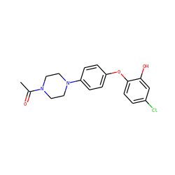 CC(=O)N1CCN(c2ccc(Oc3ccc(Cl)cc3O)cc2)CC1 ZINC000095604174
