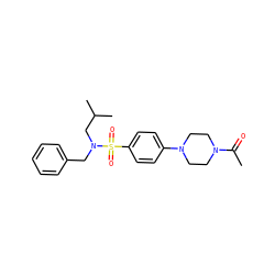 CC(=O)N1CCN(c2ccc(S(=O)(=O)N(Cc3ccccc3)CC(C)C)cc2)CC1 ZINC000145353013