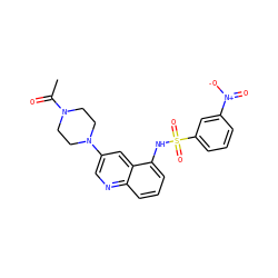 CC(=O)N1CCN(c2cnc3cccc(NS(=O)(=O)c4cccc([N+](=O)[O-])c4)c3c2)CC1 ZINC000101410423