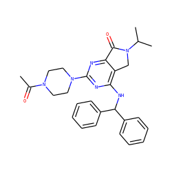 CC(=O)N1CCN(c2nc(NC(c3ccccc3)c3ccccc3)c3c(n2)C(=O)N(C(C)C)C3)CC1 ZINC000084615812