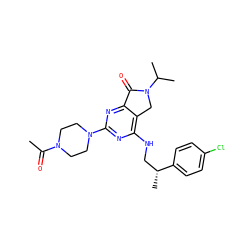 CC(=O)N1CCN(c2nc(NC[C@@H](C)c3ccc(Cl)cc3)c3c(n2)C(=O)N(C(C)C)C3)CC1 ZINC000084605331