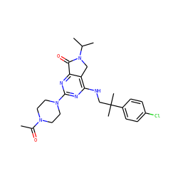 CC(=O)N1CCN(c2nc(NCC(C)(C)c3ccc(Cl)cc3)c3c(n2)C(=O)N(C(C)C)C3)CC1 ZINC000084605335