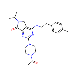CC(=O)N1CCN(c2nc(NCCc3ccc(C)cc3)c3c(n2)C(=O)N(C(C)C)C3)CC1 ZINC000084605329
