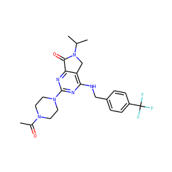 CC(=O)N1CCN(c2nc(NCc3ccc(C(F)(F)F)cc3)c3c(n2)C(=O)N(C(C)C)C3)CC1 ZINC000084596892
