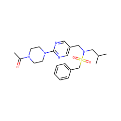 CC(=O)N1CCN(c2ncc(CN(CC(C)C)S(=O)(=O)Cc3ccccc3)cn2)CC1 ZINC000147250992