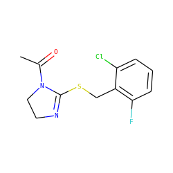 CC(=O)N1CCN=C1SCc1c(F)cccc1Cl ZINC000004120135