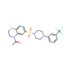 CC(=O)N1CCOc2ccc(S(=O)(=O)N3CCN(c4cccc(C(F)(F)F)c4)CC3)cc21 ZINC000015941884