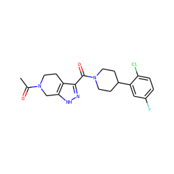 CC(=O)N1CCc2c(C(=O)N3CCC(c4cc(F)ccc4Cl)CC3)n[nH]c2C1 ZINC001772655498