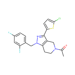 CC(=O)N1CCc2c(c(-c3ccc(Cl)s3)nn2Cc2ccc(F)cc2F)C1 ZINC000204889769