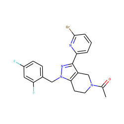 CC(=O)N1CCc2c(c(-c3cccc(Br)n3)nn2Cc2ccc(F)cc2F)C1 ZINC000204900384