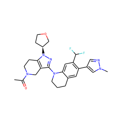 CC(=O)N1CCc2c(c(N3CCCc4cc(-c5cnn(C)c5)c(C(F)F)cc43)nn2[C@H]2CCOC2)C1 ZINC001772593774