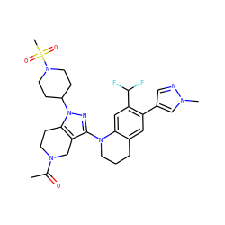 CC(=O)N1CCc2c(c(N3CCCc4cc(-c5cnn(C)c5)c(C(F)F)cc43)nn2C2CCN(S(C)(=O)=O)CC2)C1 ZINC001772609156