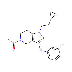 CC(=O)N1CCc2c(c(Nc3cccc(C)c3)nn2CCC2CC2)C1 ZINC001772570204