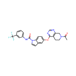 CC(=O)N1CCc2c(ncnc2Oc2ccc3c(ccn3C(=O)Nc3cccc(C(F)(F)F)c3)c2)C1 ZINC000201317548