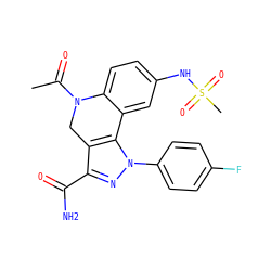 CC(=O)N1Cc2c(C(N)=O)nn(-c3ccc(F)cc3)c2-c2cc(NS(C)(=O)=O)ccc21 ZINC000034354016