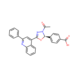 CC(=O)N1N=C(c2cc(-c3ccccc3)nc3ccccc23)O[C@@H]1c1ccc(C(=O)O)cc1 ZINC000021941269