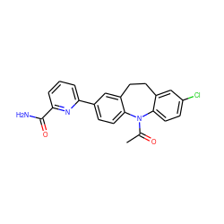 CC(=O)N1c2ccc(Cl)cc2CCc2cc(-c3cccc(C(N)=O)n3)ccc21 ZINC000473120508