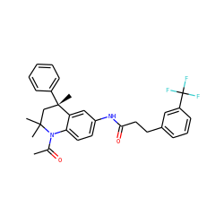 CC(=O)N1c2ccc(NC(=O)CCc3cccc(C(F)(F)F)c3)cc2[C@@](C)(c2ccccc2)CC1(C)C ZINC001772574273