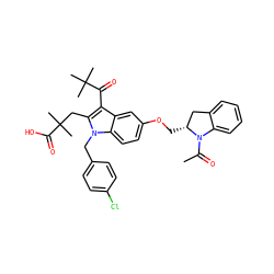 CC(=O)N1c2ccccc2C[C@H]1COc1ccc2c(c1)c(C(=O)C(C)(C)C)c(CC(C)(C)C(=O)O)n2Cc1ccc(Cl)cc1 ZINC000049756937