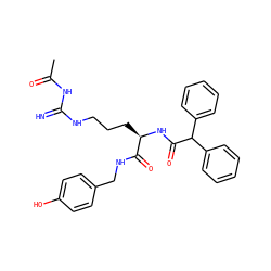 CC(=O)NC(=N)NCCC[C@@H](NC(=O)C(c1ccccc1)c1ccccc1)C(=O)NCc1ccc(O)cc1 ZINC000040914694