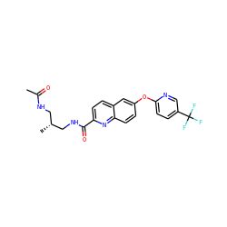 CC(=O)NC[C@@H](C)CNC(=O)c1ccc2cc(Oc3ccc(C(F)(F)F)cn3)ccc2n1 ZINC001772634122