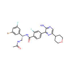 CC(=O)NC[C@@H](NC(=O)c1ccc(-c2nc(C3CCOCC3)cnc2N)cc1F)c1cc(F)cc(Br)c1 ZINC001772610877