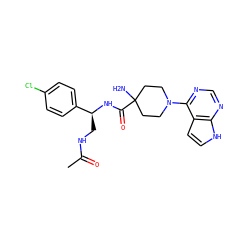 CC(=O)NC[C@H](NC(=O)C1(N)CCN(c2ncnc3[nH]ccc23)CC1)c1ccc(Cl)cc1 ZINC000095581123