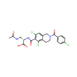 CC(=O)NC[C@H](NC(=O)c1c(Cl)cc2c(c1Cl)CCN(C(=O)c1ccc(Cl)cc1)C2)C(=O)O ZINC000058582001