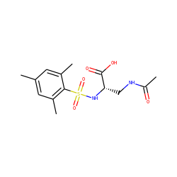 CC(=O)NC[C@H](NS(=O)(=O)c1c(C)cc(C)cc1C)C(=O)O ZINC000042921078