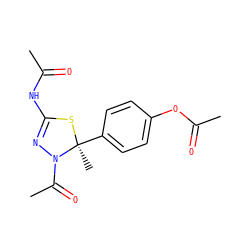 CC(=O)NC1=NN(C(C)=O)[C@](C)(c2ccc(OC(C)=O)cc2)S1 ZINC000000280998