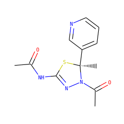 CC(=O)NC1=NN(C(C)=O)[C@](C)(c2cccnc2)S1 ZINC000000201308