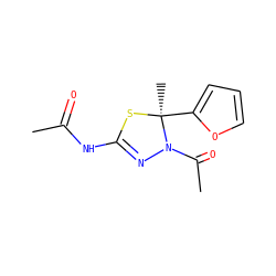 CC(=O)NC1=NN(C(C)=O)[C@](C)(c2ccco2)S1 ZINC000000089932