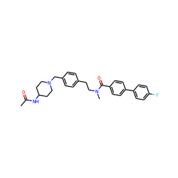 CC(=O)NC1CCN(Cc2ccc(CCN(C)C(=O)c3ccc(-c4ccc(F)cc4)cc3)cc2)CC1 ZINC000473089820