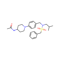 CC(=O)NC1CCN(c2ccc(CN(CC(C)C)S(=O)(=O)Cc3ccccc3)cc2)CC1 ZINC000147281835
