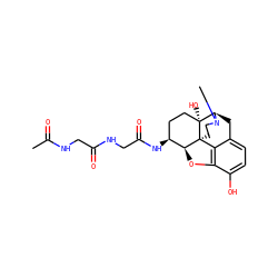 CC(=O)NCC(=O)NCC(=O)N[C@H]1CC[C@@]2(O)[C@H]3Cc4ccc(O)c5c4[C@@]2(CCN3C)[C@H]1O5 ZINC000026156084