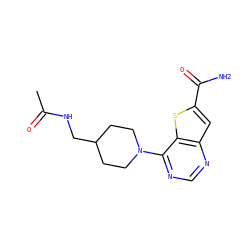 CC(=O)NCC1CCN(c2ncnc3cc(C(N)=O)sc23)CC1 ZINC000095587830