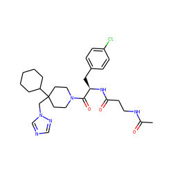 CC(=O)NCCC(=O)N[C@H](Cc1ccc(Cl)cc1)C(=O)N1CCC(Cn2cncn2)(C2CCCCC2)CC1 ZINC000027437045