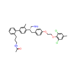 CC(=O)NCCCc1ccccc1-c1ccc([C@H](CN)Cc2ccc(OCCOc3c(Cl)cc(C)cc3Cl)cc2)c(C)c1 ZINC000064549033