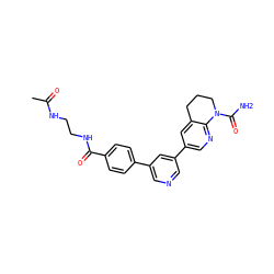 CC(=O)NCCNC(=O)c1ccc(-c2cncc(-c3cnc4c(c3)CCCN4C(N)=O)c2)cc1 ZINC001772628972