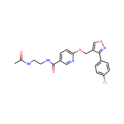 CC(=O)NCCNC(=O)c1ccc(OCc2conc2-c2ccc(Cl)cc2)nc1 ZINC000142168769