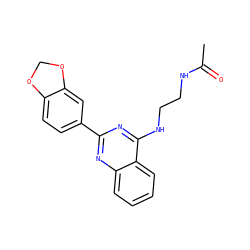 CC(=O)NCCNc1nc(-c2ccc3c(c2)OCO3)nc2ccccc12 ZINC000004266665