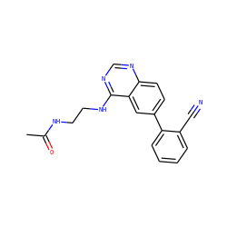 CC(=O)NCCNc1ncnc2ccc(-c3ccccc3C#N)cc12 ZINC000004264847