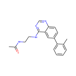 CC(=O)NCCNc1ncnc2ccc(-c3ccccc3C)cc12 ZINC000004264699