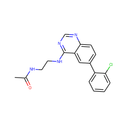 CC(=O)NCCNc1ncnc2ccc(-c3ccccc3Cl)cc12 ZINC000004265701