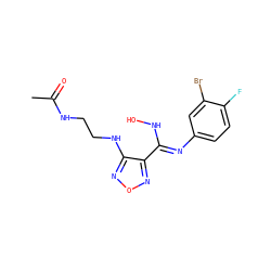 CC(=O)NCCNc1nonc1C(=Nc1ccc(F)c(Br)c1)NO ZINC001772628363