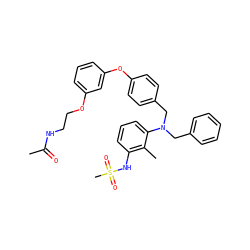 CC(=O)NCCOc1cccc(Oc2ccc(CN(Cc3ccccc3)c3cccc(NS(C)(=O)=O)c3C)cc2)c1 ZINC000028372945