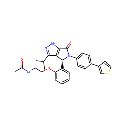 CC(=O)NCCOc1ccccc1[C@H]1c2c(C(C)C)n[nH]c2C(=O)N1c1ccc(-c2ccsc2)cc1 ZINC000096177184